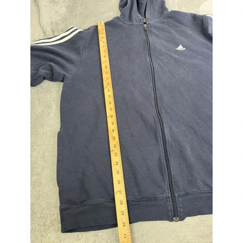 Vintage Y2K Adidas Full Zip Hoodie Men's Size 2XL Blue 3 Stripe